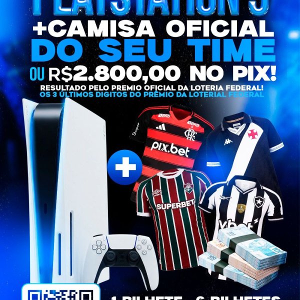 Playstation 5 + Camiseta Oficial do seu time ou R$2800 no PIX